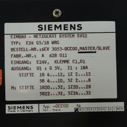 Siemens 6EV3053-0CC00 Stromversorgung Netzgerät 6EV3 053-0CC00 - Maranos.de