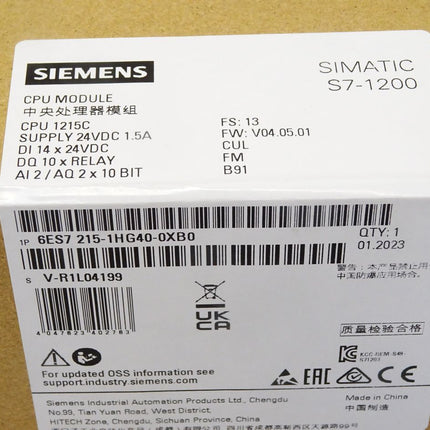 Siemens CPU1215C 6ES7215-1HG40-0XB0 / 6ES7 215-1HG40-0XB0 / Neu OVP versiegelt - Maranos.de