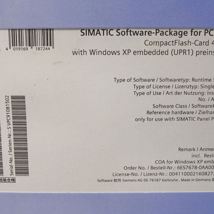 Siemens 6ES7678-0AA00-4DA0 Simatic Software Package for PC 477B Flash-Card 4GB / Neu OVP - Maranos.de