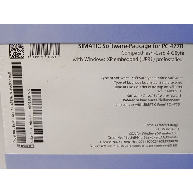 Siemens 6ES7678-0AA00-4DA0 Simatic Software Package for PC 477B Flash-Card 4GB / Neu OVP - Maranos.de