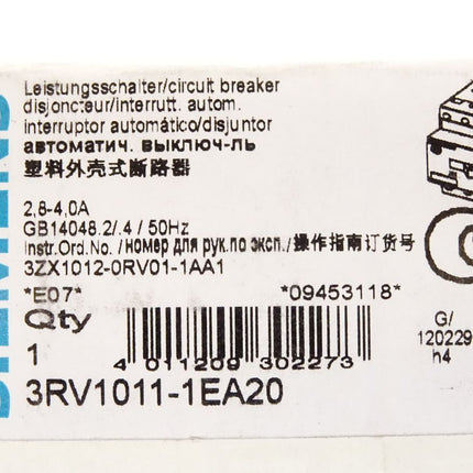 Siemens Leistungsschalter 3RV1011-1EA20 / Neu OVP - Maranos.de
