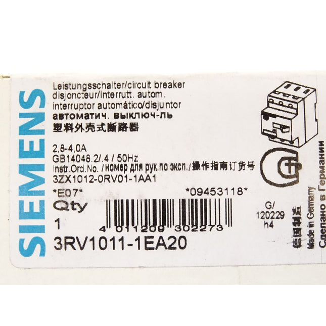 Siemens Leistungsschalter 3RV1011-1EA20 / Neu OVP - Maranos.de