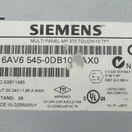Siemens 6AV6 545-0DB10-0AX0 / 6AV6 545-0DB10-0AX0 Back Cover MP370 Rückschale - Maranos.de