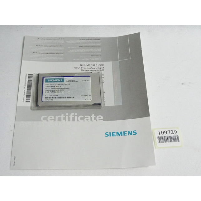 Siemens 6FC5450-3AY01-3AH3 Sinumerik 810DE CCU1 Systemsoftware Export 8MB - Maranos.de