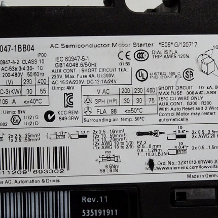 Siemens 3RW4047-1BB04 SIRIUS Sanftstarter - Maranos.de