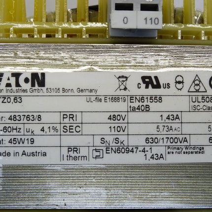 Eaton STZ0,63 TRafo Transformator 480V auf 110V - Maranos.de