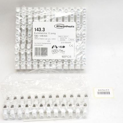 Kleinhuis 143.3 Euroklemme 12-polig T80 weiß / Inhalt : 12 Stück / Neu OVP 12 - Maranos.de