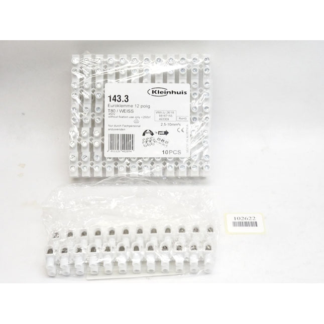 Kleinhuis 143.3 Euroklemme 12-polig T80 weiß / Inhalt : 12 Stück / Neu OVP 12 - Maranos.de