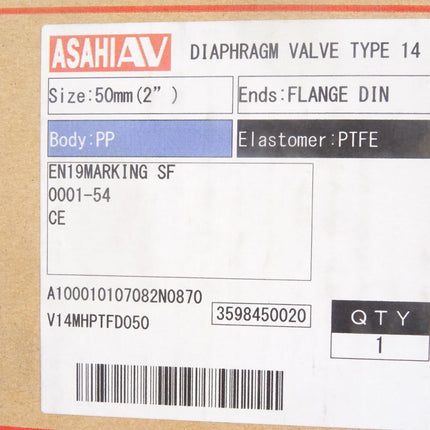 Asahiav Diaphragm valve type 14 / A100010107082N0870 / V14 MHPTFD050 / Neu OVP - Maranos.de