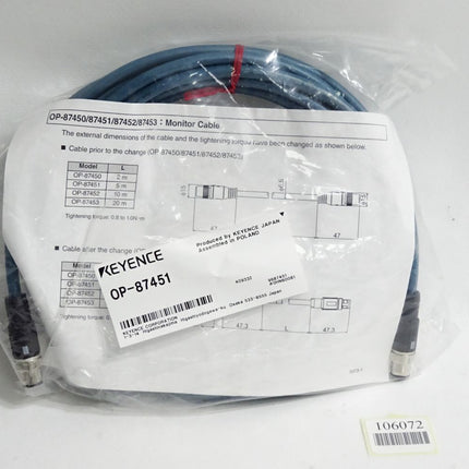 Keyence OP-87451 Monitorkabel 5m / Neu OVP - Maranos.de