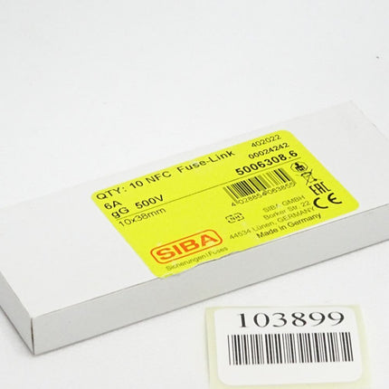 SIBA Sicherungen 5006308.6 / Inhalt : 10 Stück / NFC Fuse Link 6A gG 500V / Neu OVP - Maranos.de