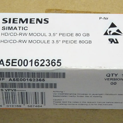 Siemens A5E00162365 Simatic HD/CD-RW Modul 3,5" PEIDE 80GB NEU-Versiegelt - Maranos.de