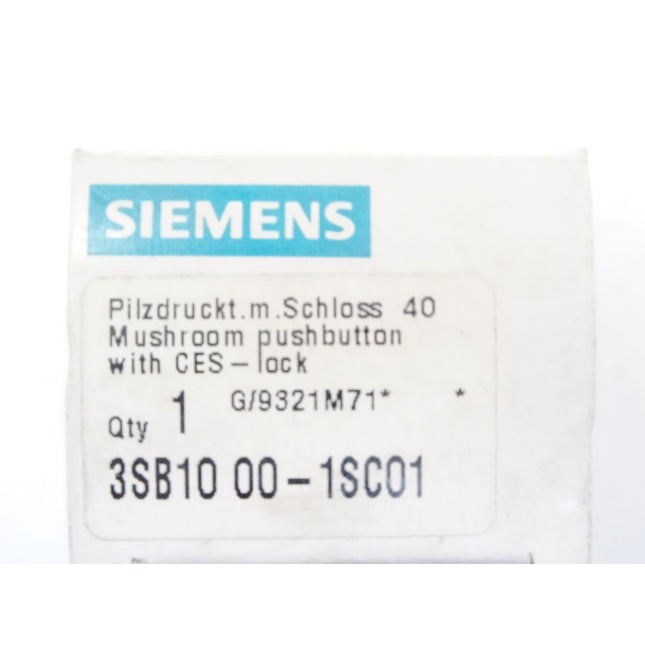 Siemens Pilzdrucktaste mit CES Schloß / Not-Halt/Aus / 3SB1000-1SC01 / Neu OVP - Maranos.de