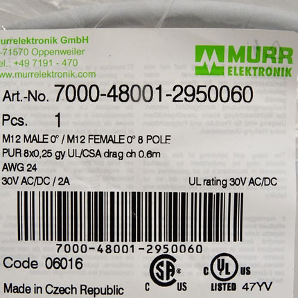 Murr Elektronik Kabel 7000-48001-2950060 / Neu OVP - Maranos.de