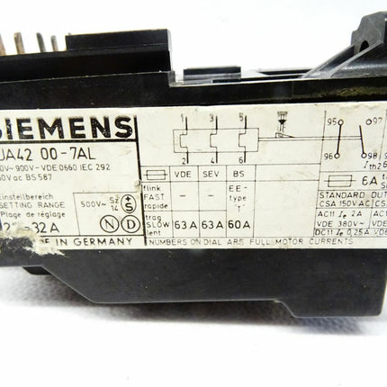 Siemens 3UA4200-7AL / 3UA42 00-7AL / Überlastrelais 22-32A - Maranos.de