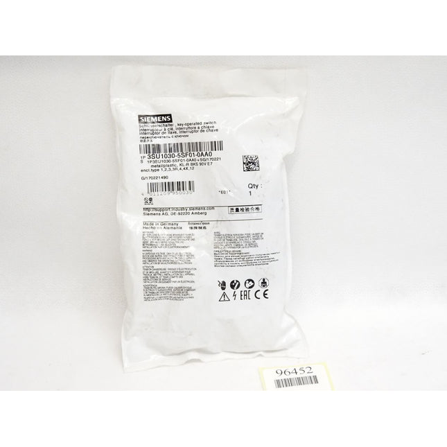 Siemens Schlüsselschalter 3SU1030-5SF01-0AA0 / Neu OVP - Maranos.de