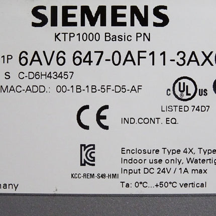 Siemens KTP1000 Basic Panel 6AV6647-0AF11-3AX0 6AV6 647-0AF11-3AX0 - Maranos.de