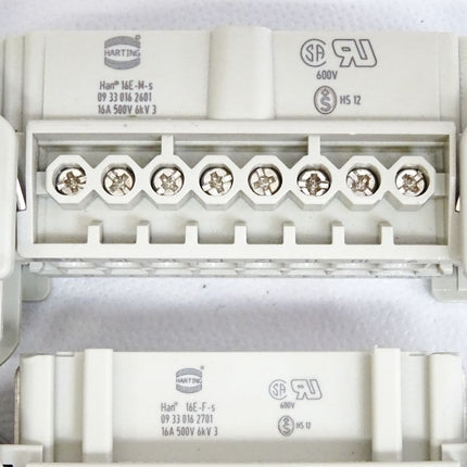 Harting Stecker Stift 09330162601 Han16E-M-s + Buchse 09330162701 Han16E-F-s Kontakteinsatz-Halterung - Maranos.de