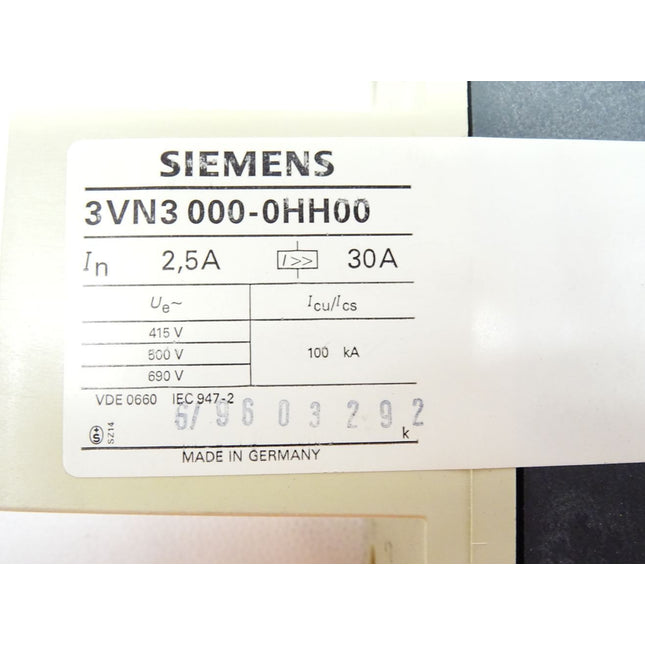 Siemens Leistungsschalter 3VN3  2.5A 3VN3000-0HH00 / Neu OVP - Maranos.de