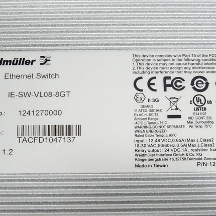 Weidmüller Ethernet Switch IE-SW-VL08-8GT 1241270000 - Maranos.de