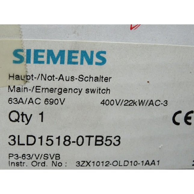 Siemens Haupt-/Not-Aus-Scahlter 3LD1518-0TB53 / Neu OVP - Maranos.de