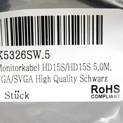 Monitorkabel HD15S 5m VGA/SVGA K5326SW.5 / Neu OVP - Maranos.de