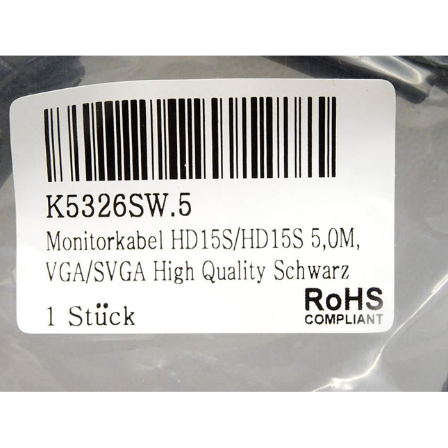 Monitorkabel HD15S 5m VGA/SVGA K5326SW.5 / Neu OVP - Maranos.de
