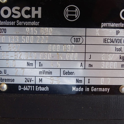 Bosch Bürstenloser Servomotor 0133500227 SE-B2.040.030-14.000 3000min-1 - Maranos.de