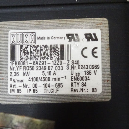 Kuka Servomotor 1FK6081-6AZ91-1ZZ9-Z 4100/4500 min-1 2.36kW - Maranos.de