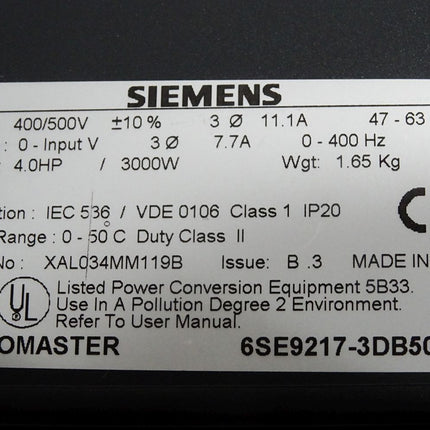 Siemens Micromaster 6SE9217-3DB50 3kW / Unbenutzt - Maranos.de