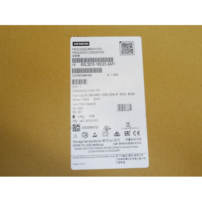 Siemens Sinamics G120C 6SL3210-1KE23-2AF1 15KW / Neu OVP versiegelt - Maranos.de