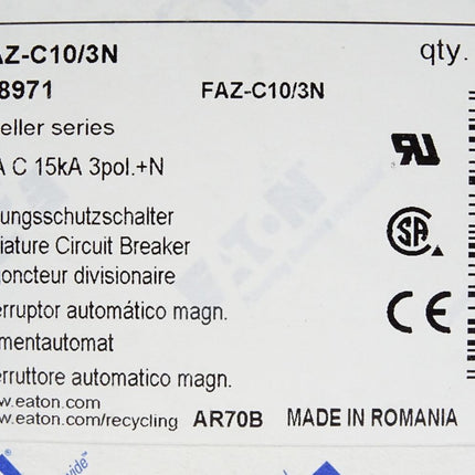 Eaton Leitungsschutzschalter FAZ-C10/3N 278971 / Neu OVP - Maranos.de