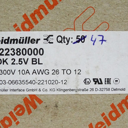 Weidmüller 1022380000 Mehrstock-Reihenklemme WDK 2.5V BL / Inhalt:47 Stück / Neu OVP - Maranos.de