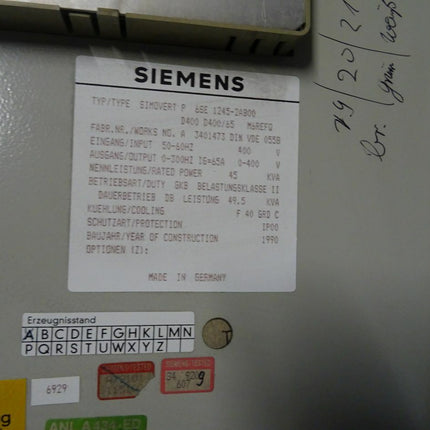 Siemens 6SE1245-2AB00 / 6SE 1245-2AB00 SIMOVERT P 45KVA 3 AC 380/415V - Maranos.de