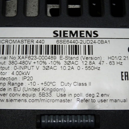 Siemens Micromaster 440 6SE6440-2UD24-0BA1 4kW - Maranos.de