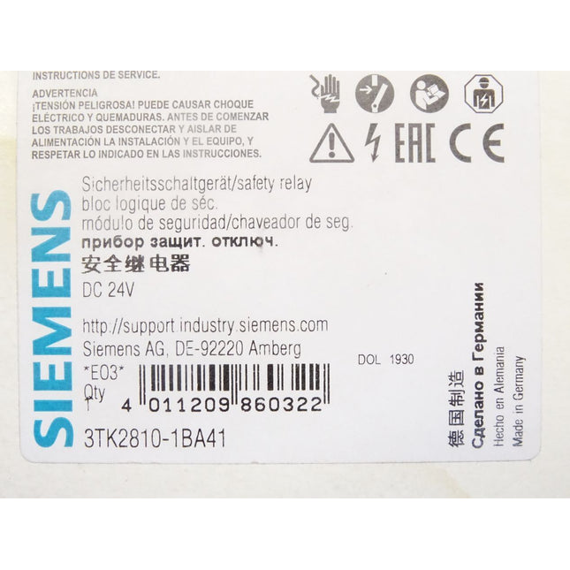 Siemens Sicherheitsschaltgerät / 3TK2810-1BA41 / Neu OVP - Maranos.de