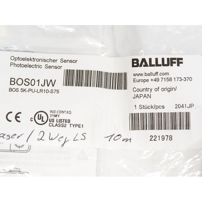 Balluff Reflexionslichtschranken BOS01JW BOS 5K-PU-LR10-S75 / Neu OVP - Maranos.de