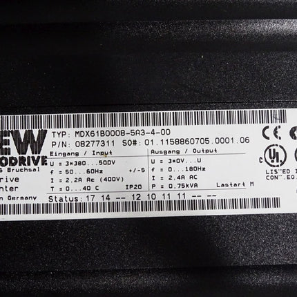 SEW Eurodrive Movidrive Umrichter 0.75kW MDX61B0008-5A3-4-00 08277311 - Maranos.de