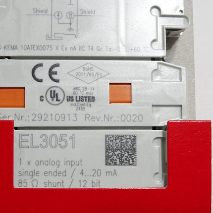 Beckhoff EL3051 Rev. 0020 analoge Eingangsklemme  / Neu OVP - Maranos.de