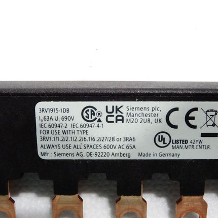 Siemens 3RV1915-1DB 3-Phasen-Sammelschiene / Neu - Maranos.de