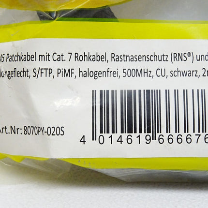 Python 8070PY-020S Patchkabel Rohkabel Cat.7 schwarz 2m / Neu OVP - Maranos.de