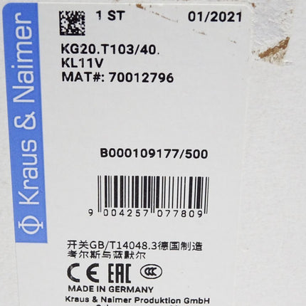 Kraus&Naimer Schalter KG20.T103/40 70012796 KG20.T303 / neu OVP - Maranos.de