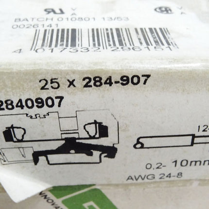 Wago 2-Leiter-Schutzleiterklemme 284-907 / Inhalt : 25 Stück / Neu OVP - Maranos.de