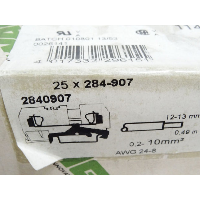 Wago 2-Leiter-Schutzleiterklemme 284-907 / Inhalt : 25 Stück / Neu OVP - Maranos.de