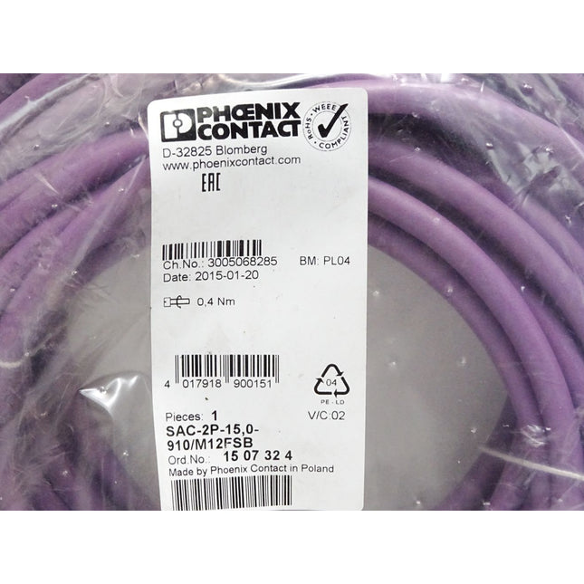 Phoenix Conatct 1507324 SAC-2P-15,0-910/M12FSB Bussystem-Kabel / Neu OVP - Maranos.de