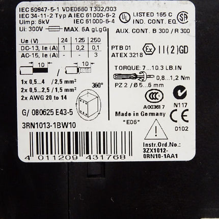 Siemens 3RN1013-1BW10 Thermistor-Motorschutz - Maranos.de