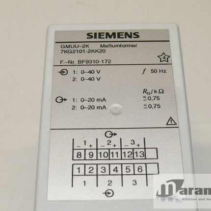 Siemens 7KG2101-2KK20 Meßumformer 7KG2 101-2KK20 GMUU-2K - Maranos.de