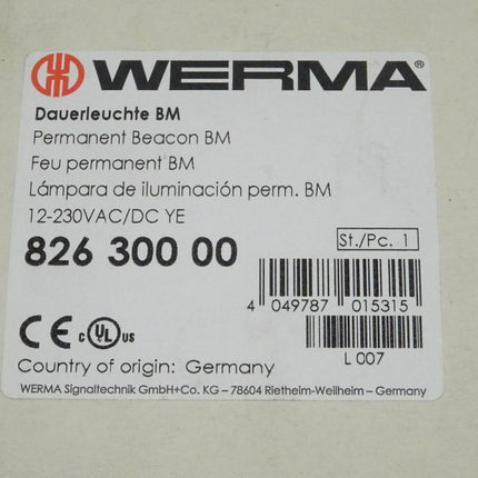 Werma 826 300 00 Dauerleuchte BM 12-230VAC Signalleuchte gelb neu-OVP - Maranos.de