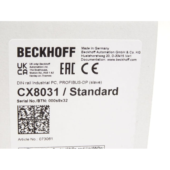 Beckhoff CX8031 Embedded-PC mit PROFIBUS-Slave / Neu OVP - Maranos.de