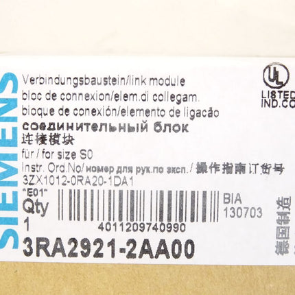 Siemens Verbindungsbaustein 3RA2921-2AA00 / Neu OVP - Maranos.de
